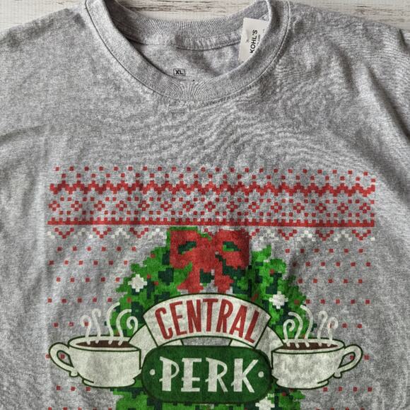 Friends Central Perk Gray Ugly Christmas Tee Shirt sz XL New - Picture 2 of 3